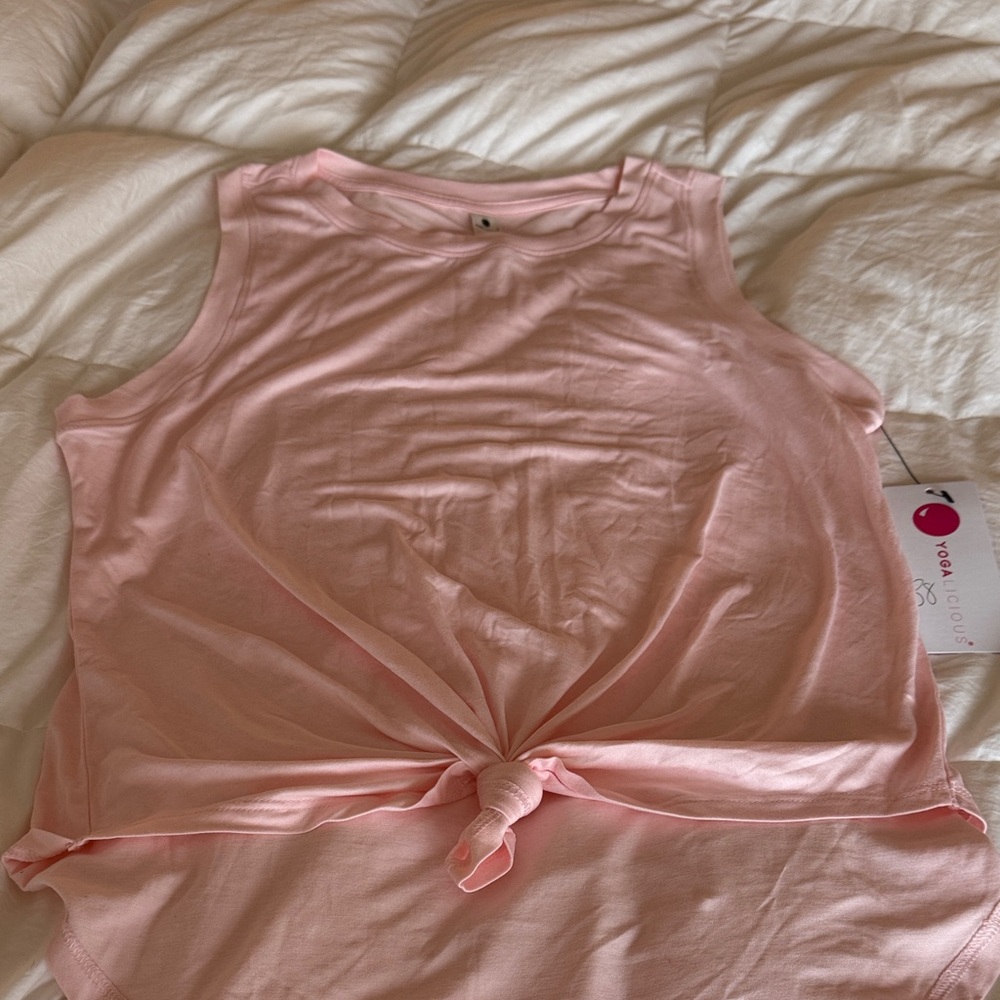Yogalicious Pink Sleeveless Tie-Front Tank Top